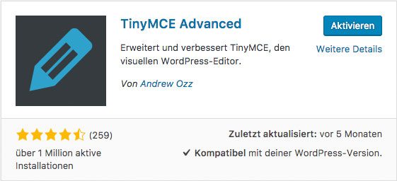 TinyMCE Advanced Plugin - WordPress Tabellen erstellen