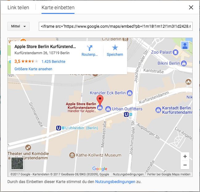 Iframe in WordPress einbinden - Google Maps Karte einbetten