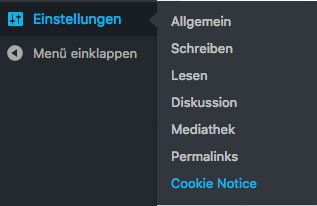 WordPress Cookie Plugin - Einstellungen