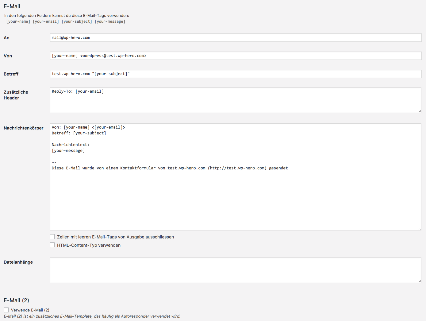 E-Mail Optionen