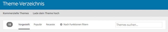 WordPress Theme installieren Filterung Repository